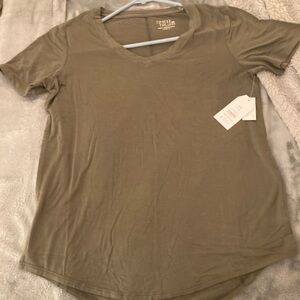 Two Women's Olive V-Neck T-Shirt